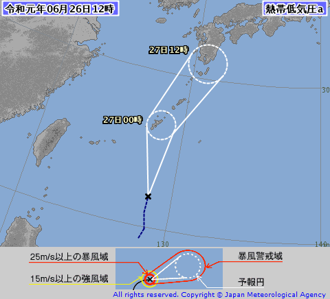 台風予想進路図